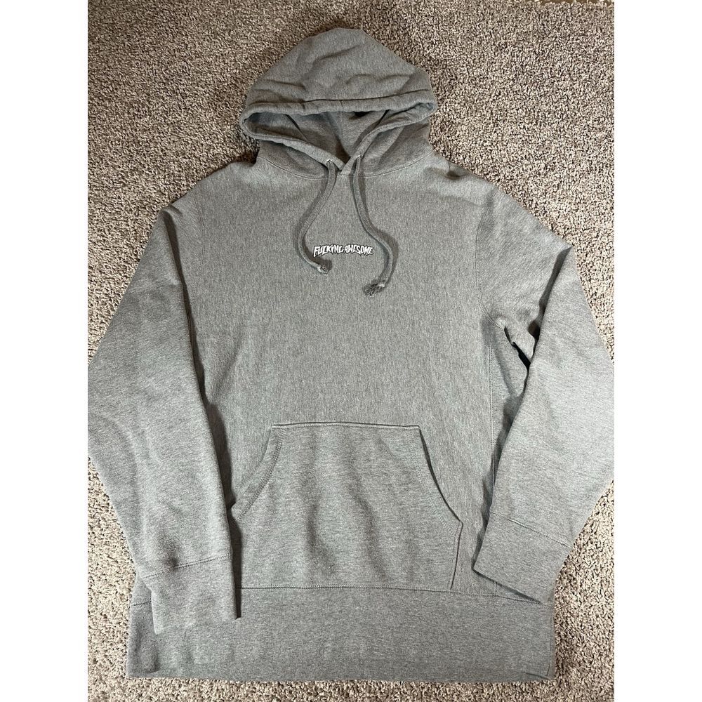 FuckingAwesome Hoodie‎ Sweatshirt Gray Rare Graphic Skate FA Spellout Mens XL
